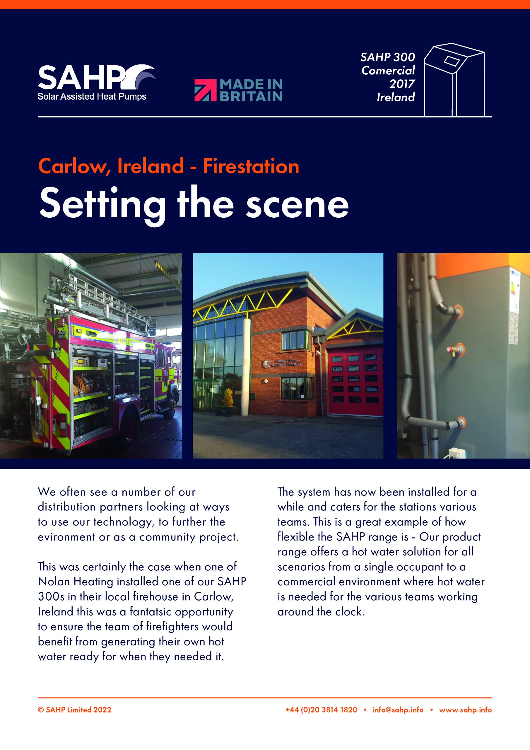 SAHP Feature sheet — Carlow Ireland Firestation